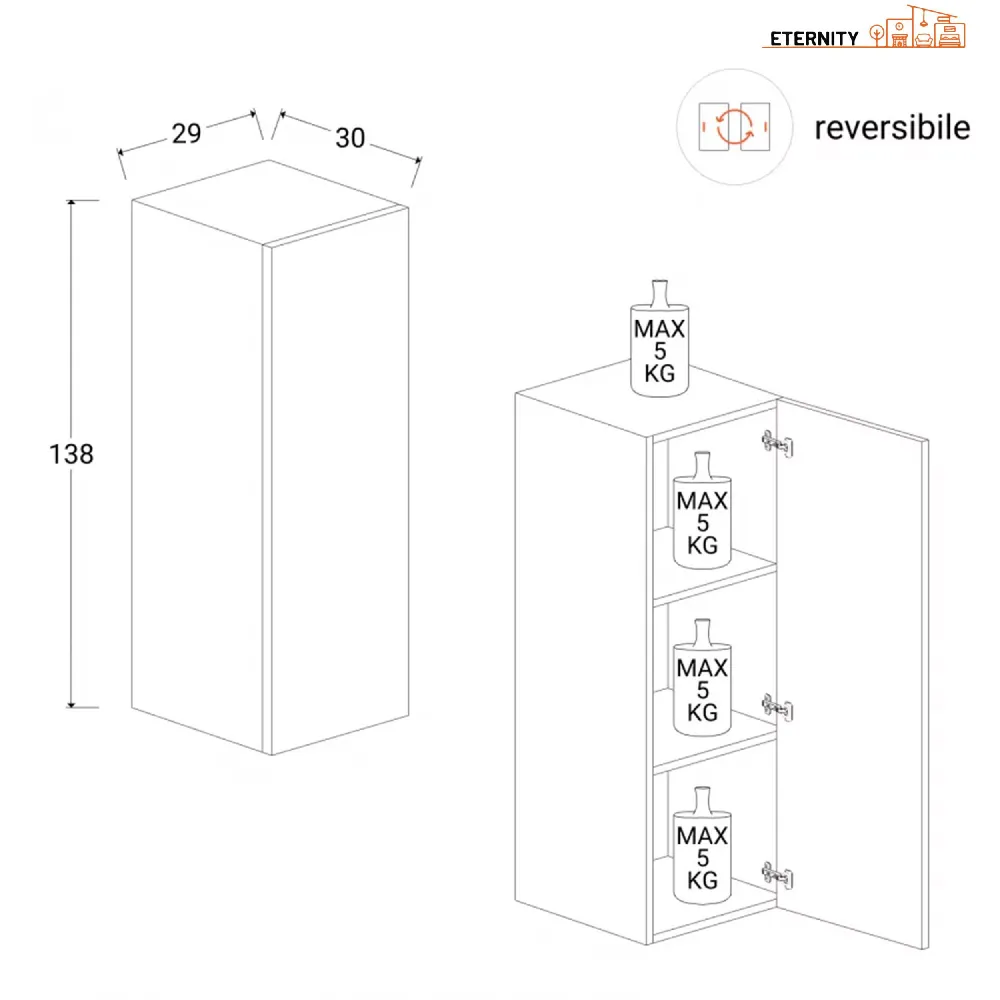 Elemento verticale 29×30×138 lava con struttura sottile e finitura decisa - ETERNITY