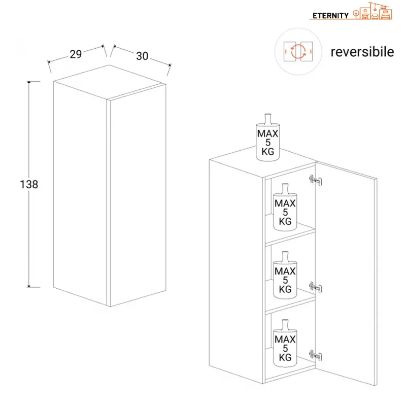 Elemento verticale 29×30×138 lava con struttura sottile e finitura decisa - ETERNITY