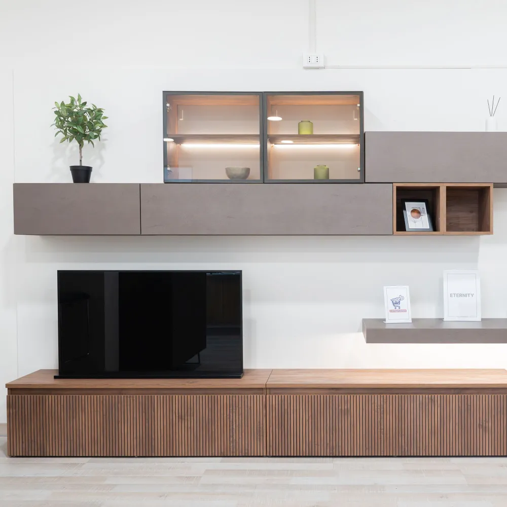 Parete attrezzata 300×200×42 Mercure cannettato e bronzo - ETERNITY 2