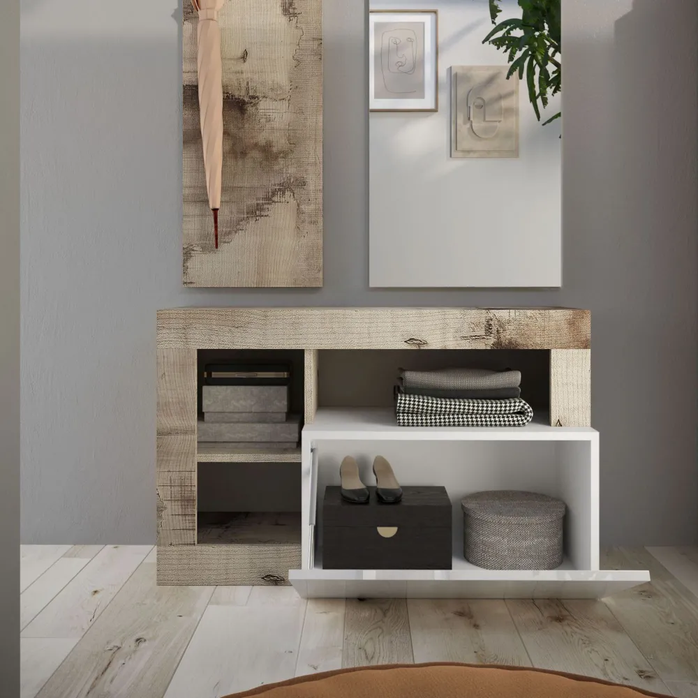 Base contenitore 91×57×35 bianco/pero con ribalta - HAMBURG 2
