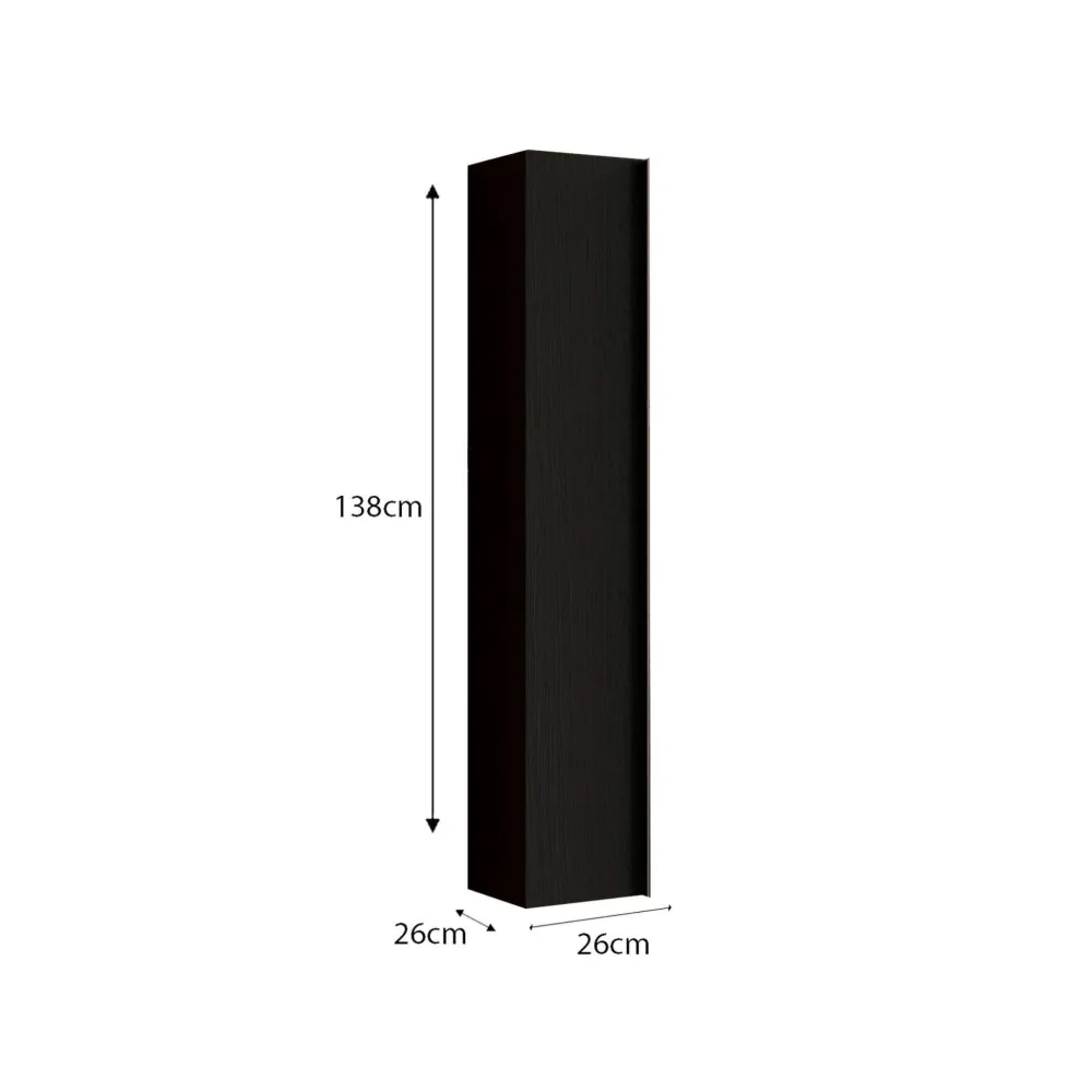 Colonna bagno 26×138×26 nero frassinato con vani a giorno e chiusi - TEKKEN