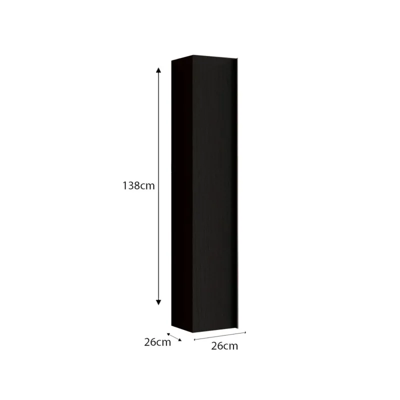 Colonna bagno 26×138×26 nero frassinato con vani a giorno e chiusi - TEKKEN