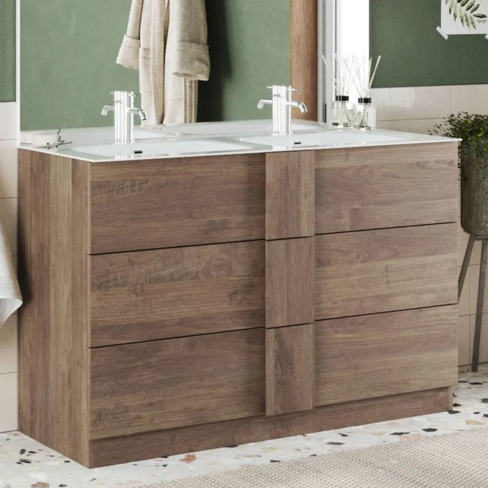 Base lavabo a terra 120×85×47 cm bianco lucido con due cassetti soft‑close - JUPITER