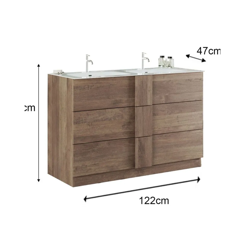 Base lavabo a terra 120×85×47 cm bianco lucido con due cassetti soft‑close - JUPITER 2