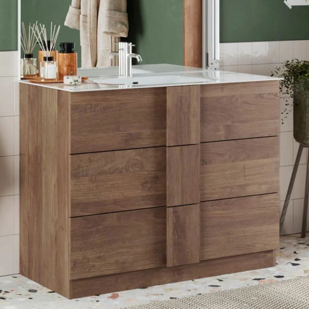 Base lavabo a terra 100×85×47 cm bianco lucido con due cassetti soft‑close - JUPITER