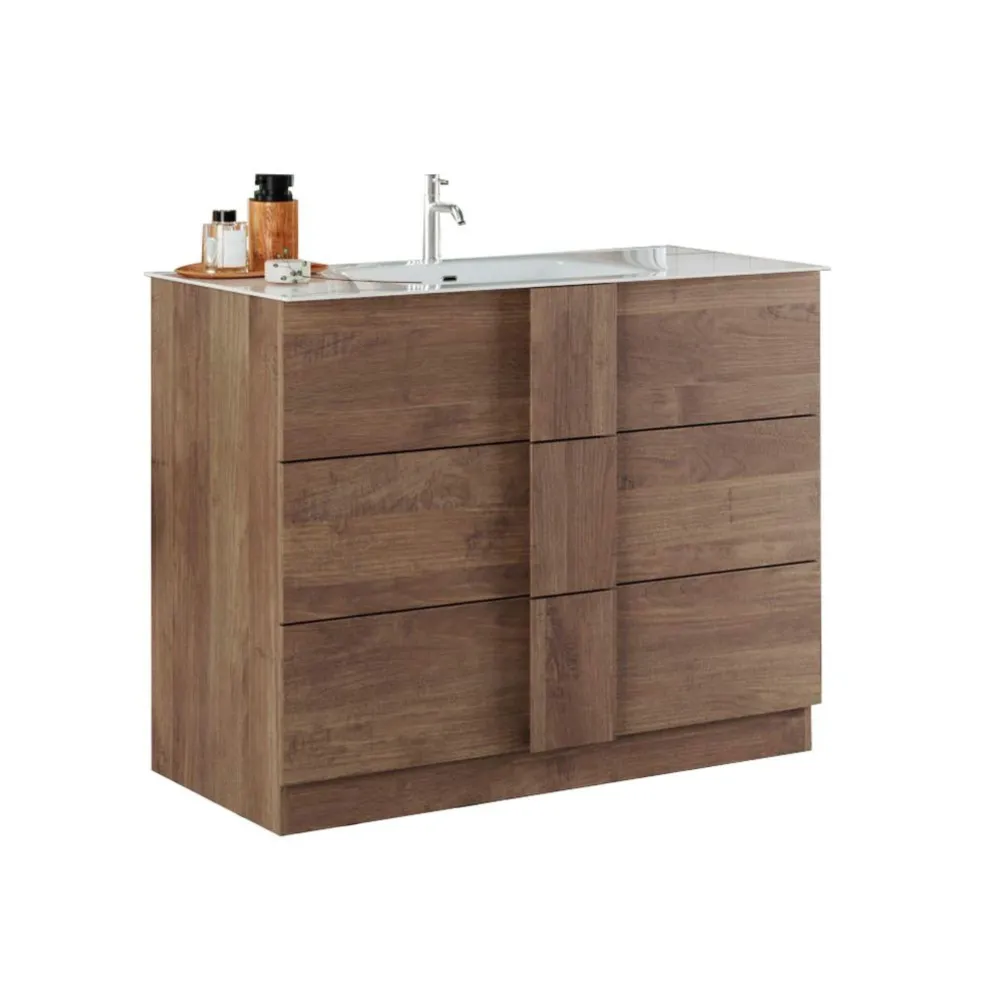Base lavabo a terra 80×85×47 cm bianco lucido con due cassetti soft‑close - JUPITER 2