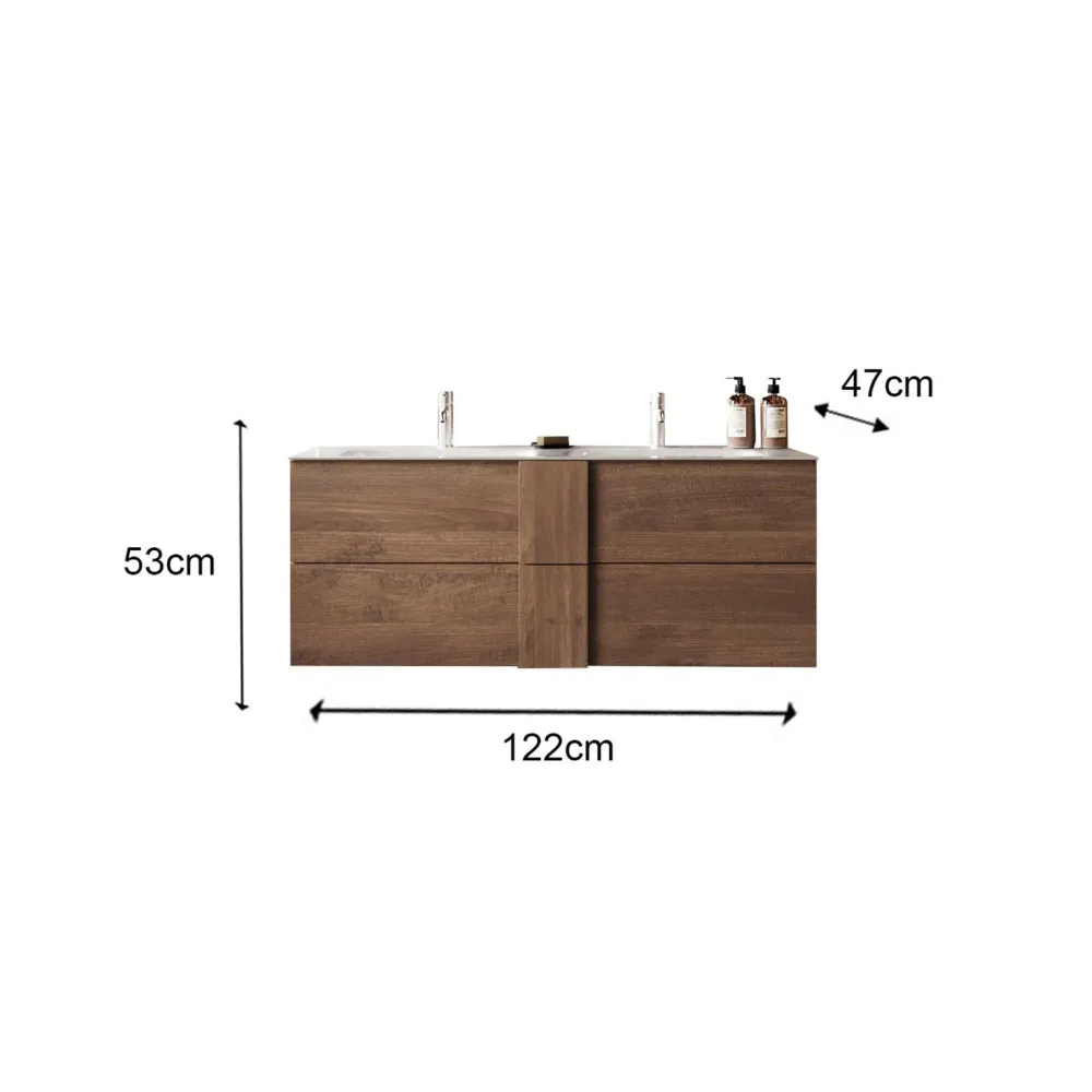 Base lavabo sospesa 120×51×47 cm bianco lucido con cassetti push‑pull - JUPITER 2