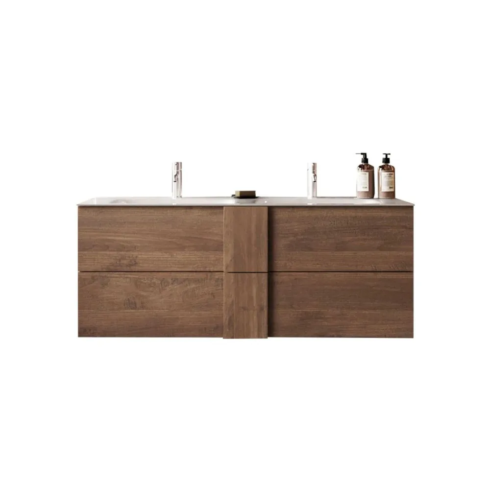 Base lavabo sospesa 120×51×47 cm bianco lucido con cassetti push‑pull - JUPITER