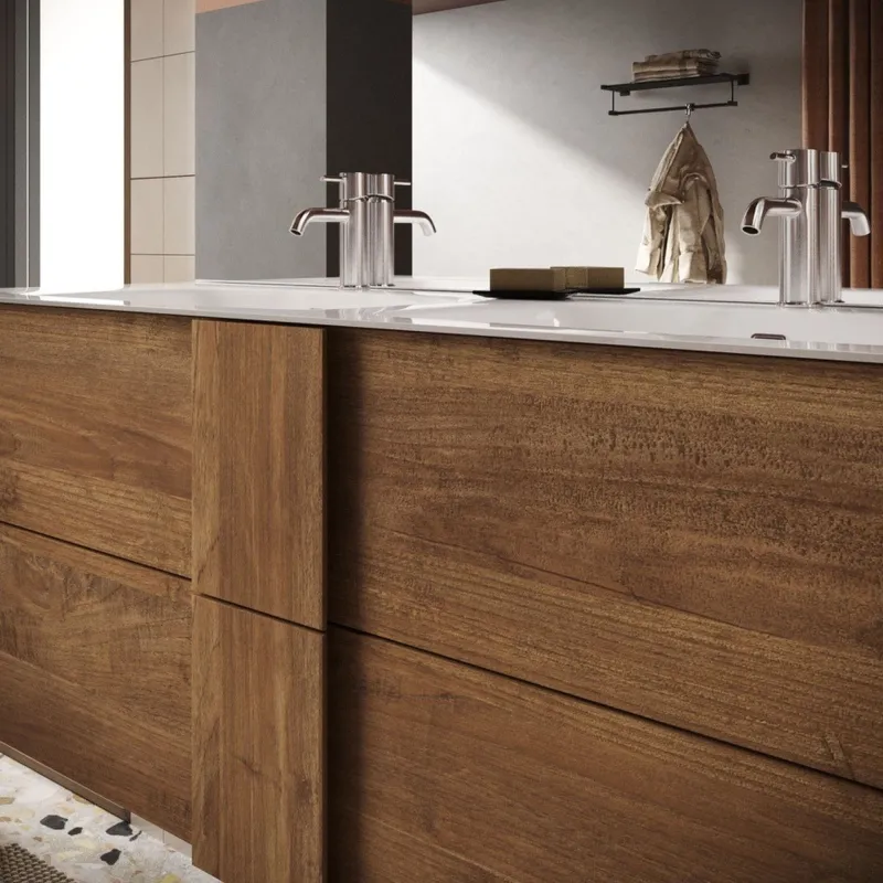 Base lavabo sospesa 120×51×47 cm bianco lucido con cassetti push‑pull - JUPITER