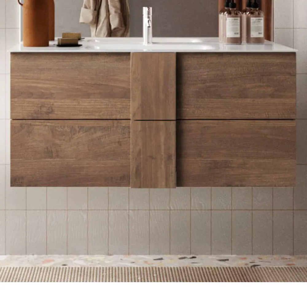Base lavabo sospesa 80×51×47 cm bianco lucido con cassetti push‑pull - JUPITER
