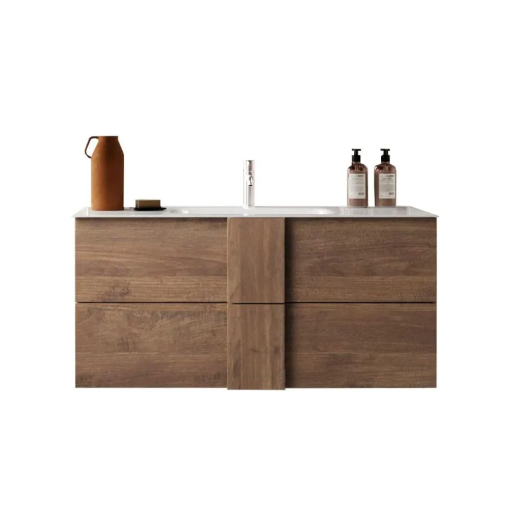 Base lavabo sospesa 80×51×47 cm bianco lucido con cassetti push‑pull - JUPITER
