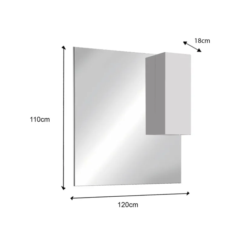 Specchiera 120×110×18 cm bianco lucido retroilluminata a LED - SPACE
