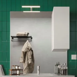 Specchiera 100×110×18 cm bianco lucido retroilluminata a LED - SPACE