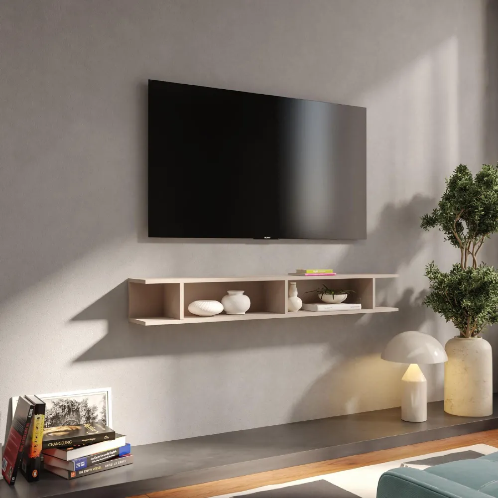 Mensola 138×21×28 cashmere con finitura opaca chiara e design versatile - ETERNITY