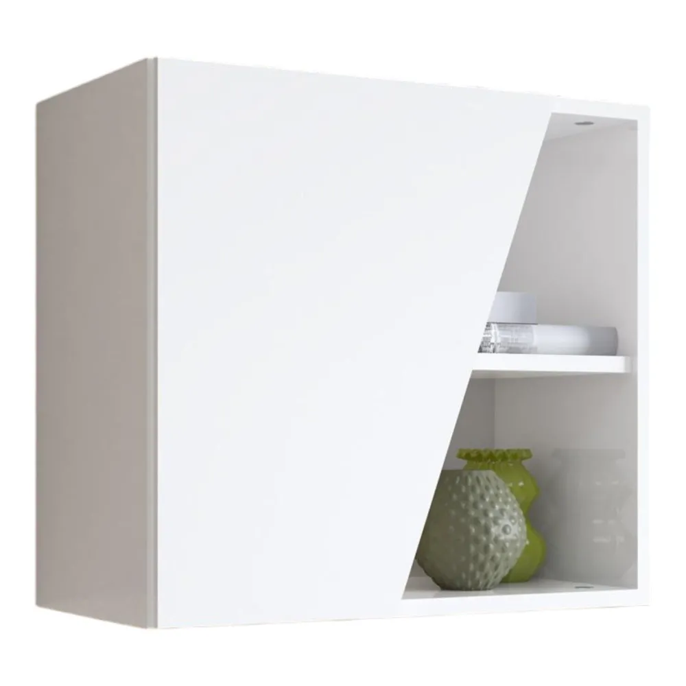 Pensile cubotto 55×30×50 bianco lucido con design sospeso e anta frontale - ETERNITY