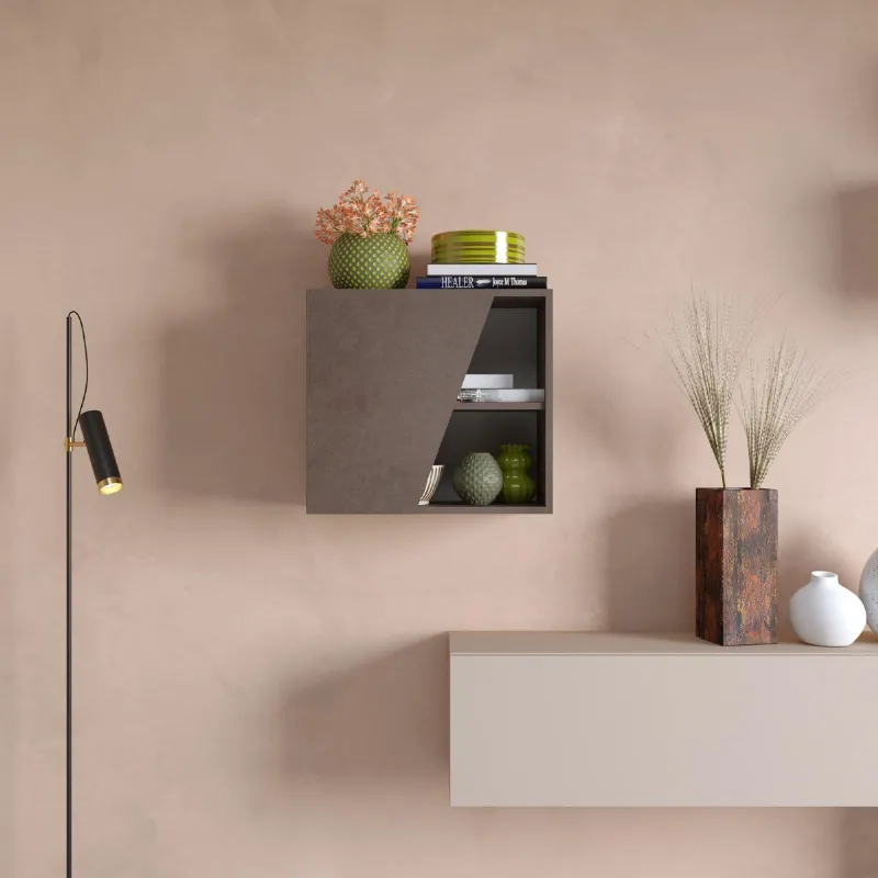 Pensile cubotto 55×30×50 bronzo con anta sagomata e finitura satinata - ETERNITY