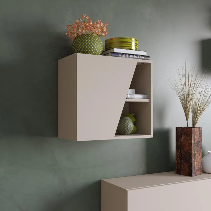 Pensile cubotto 55×30×50 cashmere con profilo sagomato e superficie vellutata - ETERNITY
