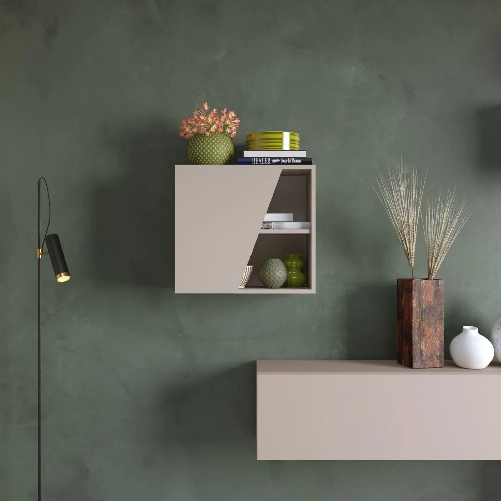 Pensile cubotto 55×30×50 cashmere con profilo sagomato e superficie vellutata - ETERNITY