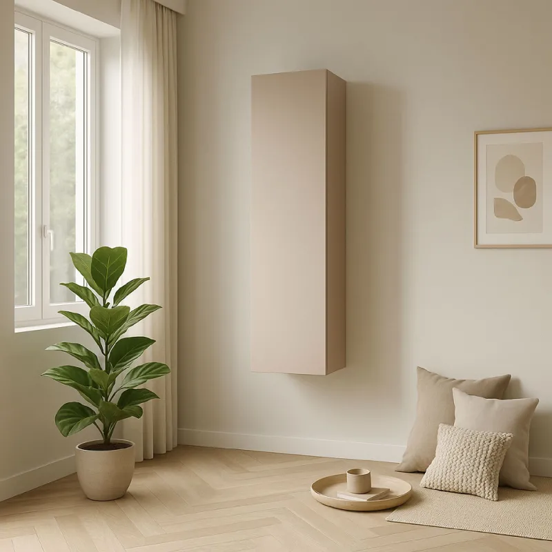 Elemento verticale 29×30×138 cashmere con anta liscia e finitura opaca - ETERNITY