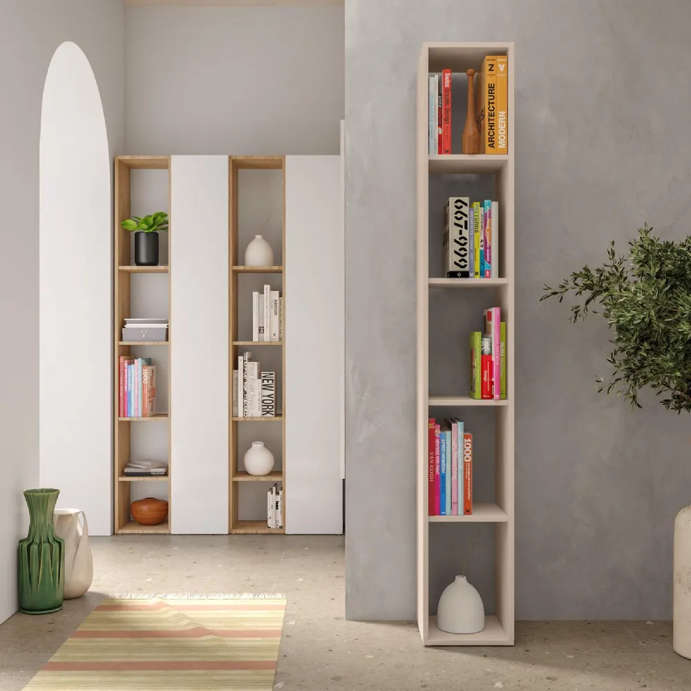 Vano a giorno 28×28×186 cashmere da terra con struttura aperta e colore chiaro - ETERNITY 2