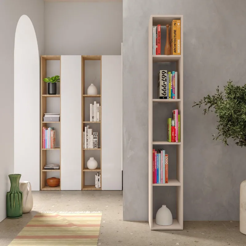 Vano a giorno 28×28×186 cashmere da terra con struttura aperta e colore chiaro - ETERNITY