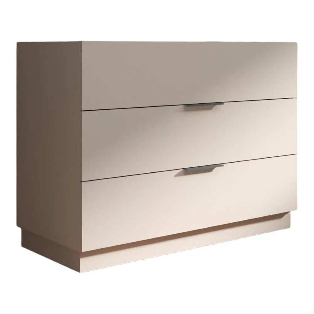 Comò 110×83×52 cashmere e antracite con tre cassetti e maniglie in tinta - MUSA