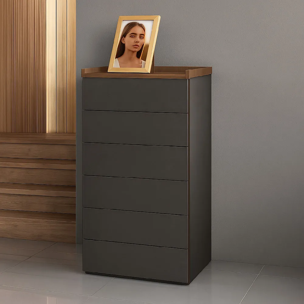 Settimino 53×138×42 bronzo e rovere mercure con 6 cassetti – collezione LOFT
