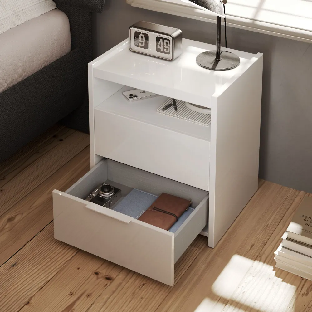 Coppia comodini 51×57×40 bianco lucido con 2 cassetti soft-close - ZARA 2