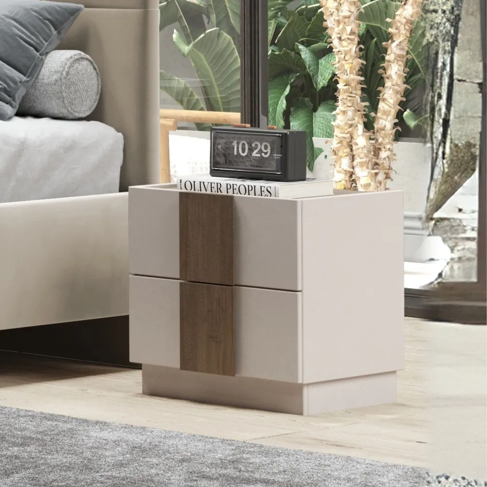 Comodino 50×52×44 cashmere e mercure con 2 cassetti soft-close - JUPITER