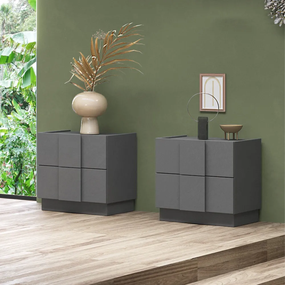 Coppia comodini 50×52×44 ardesia con 2 cassetti soft-close - JUPITER