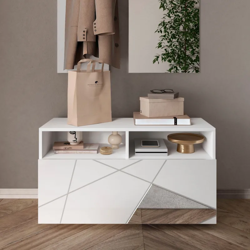 Base contenitore 91×49×35 bianco lucido con ribalta - VITTORIA