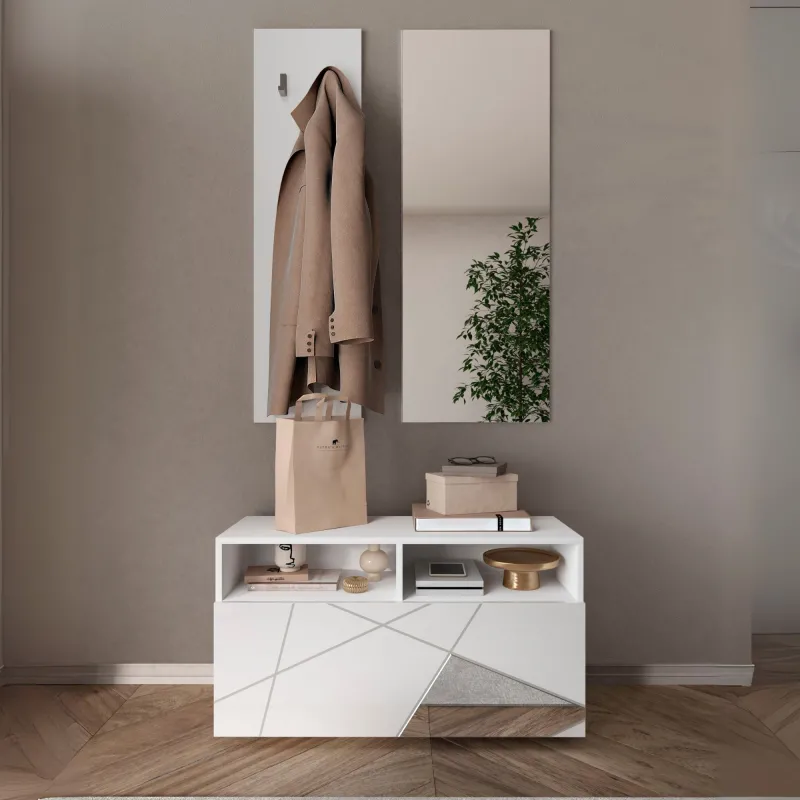 Base contenitore 91×49×35 bianco lucido con ribalta - VITTORIA