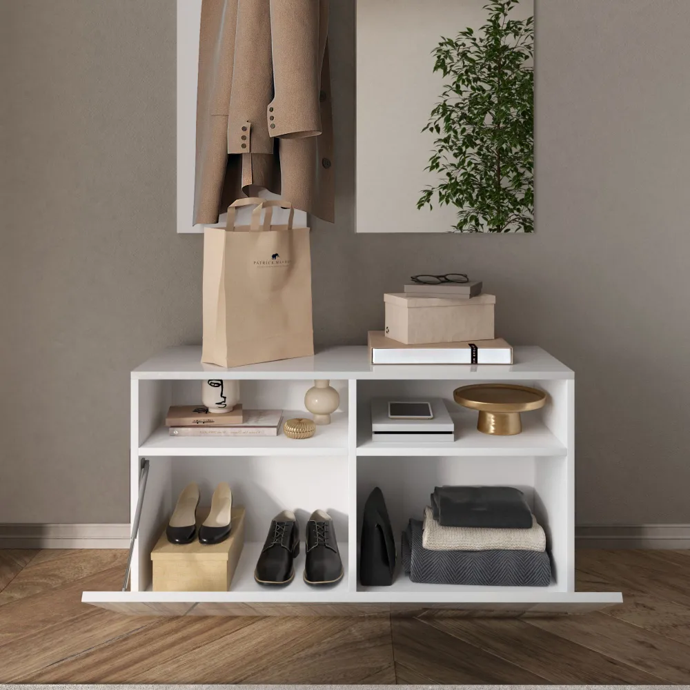Base contenitore 91×49×35 bianco lucido con ribalta - VITTORIA