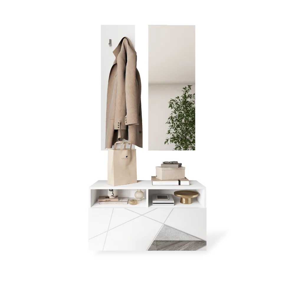 Base contenitore 91×49×35 bianco lucido con ribalta - VITTORIA