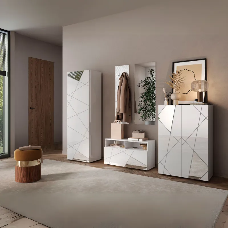 Base contenitore 91×49×35 bianco lucido con ribalta - VITTORIA