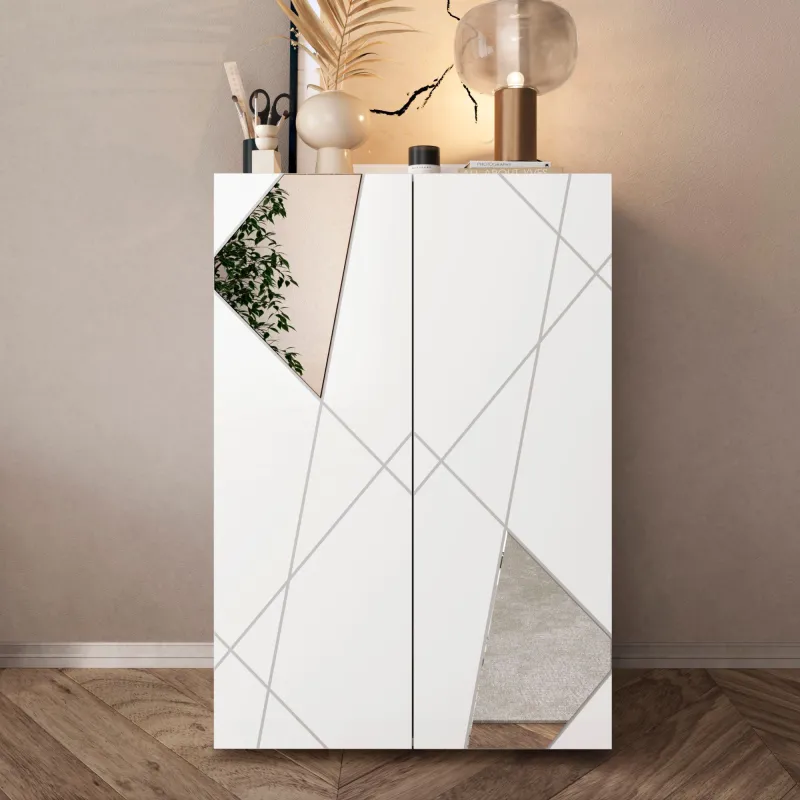 Mobile 2 ante 78x114x35 bianco lucido con 4 ripiani interni - VITTORIA