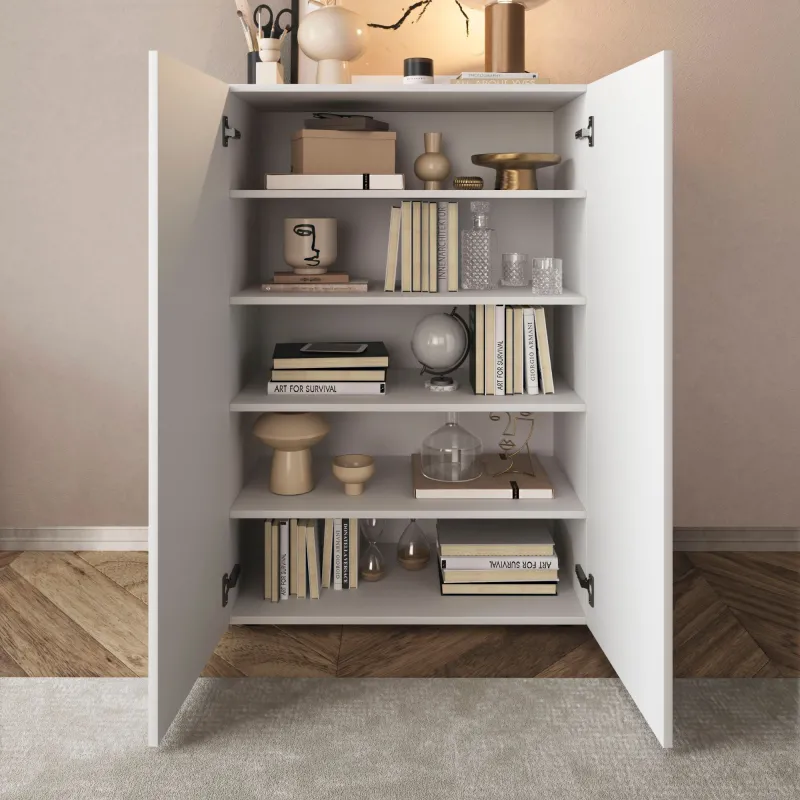 Mobile 2 ante 78x114x35 bianco lucido con 4 ripiani interni - VITTORIA