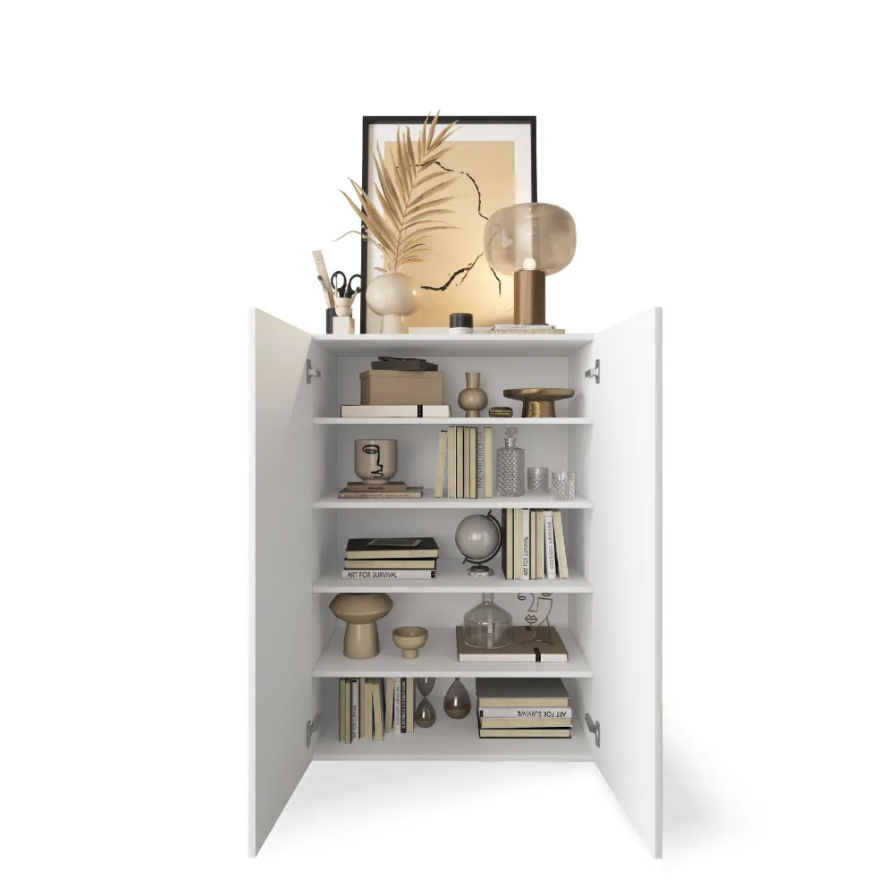 Mobile 2 ante 78x114x35 bianco lucido con 4 ripiani interni - VITTORIA