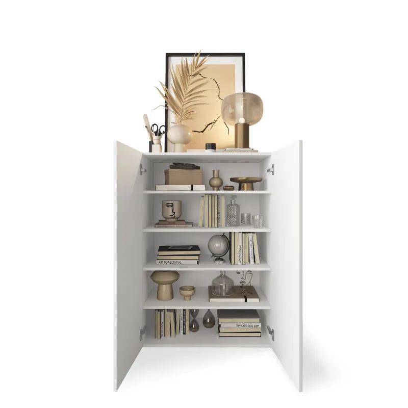 Mobile 2 ante 78x114x35 bianco lucido con 4 ripiani interni - VITTORIA