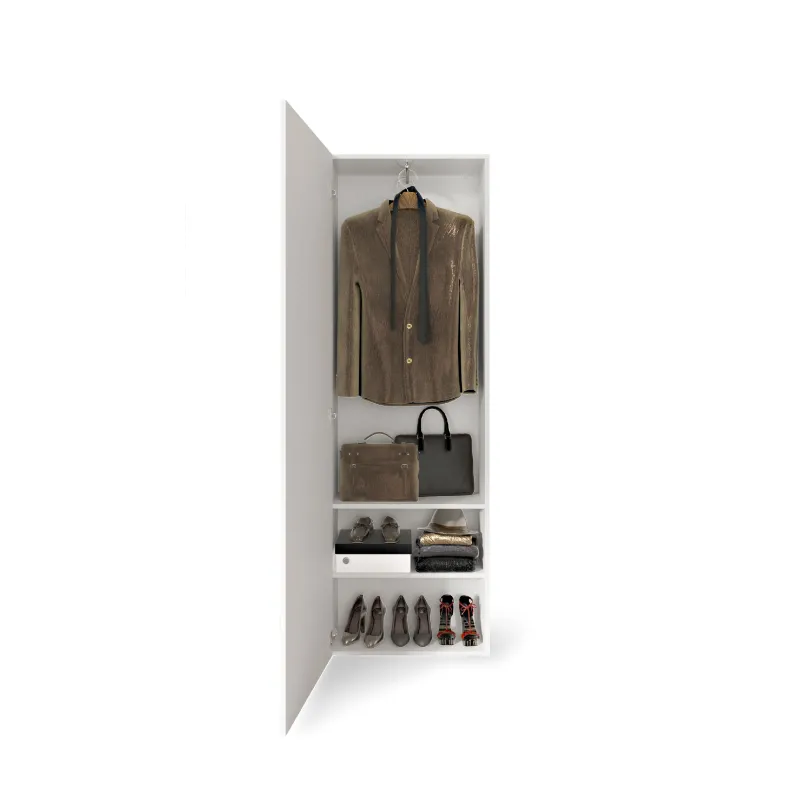 Colonna armadio 78×185×35 bianco lucido con tubo appendiabiti - VITTORIA