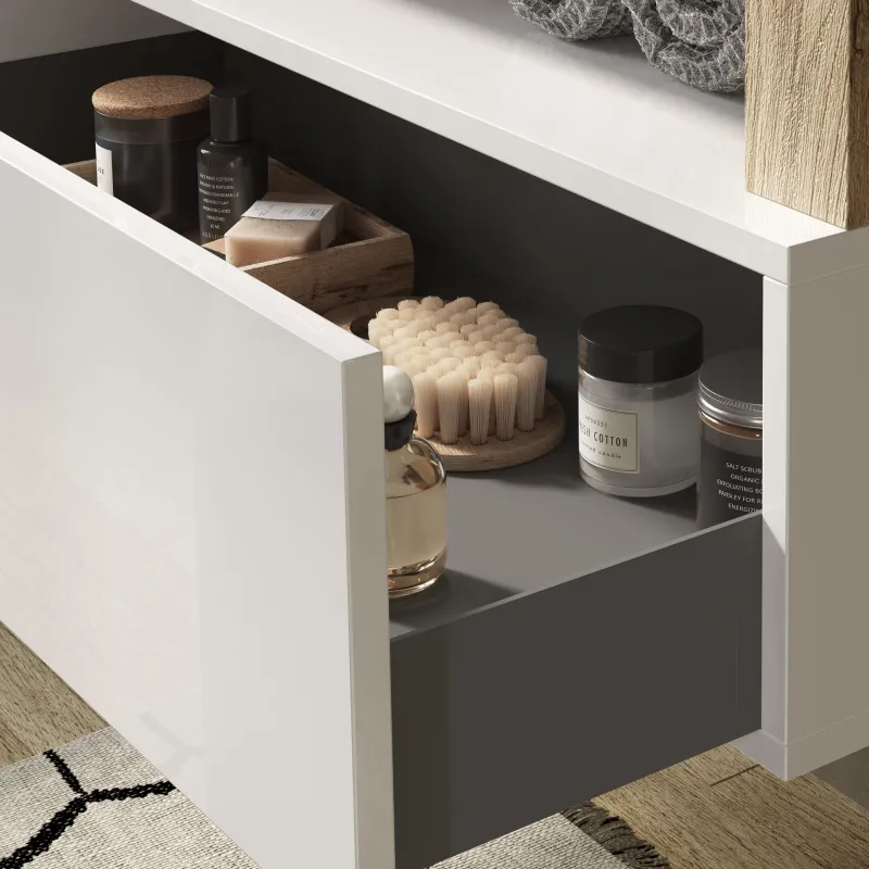 Base lavabo sospesa 92×49 cm Cadiz Oak con cassetti slim - HAMBURG