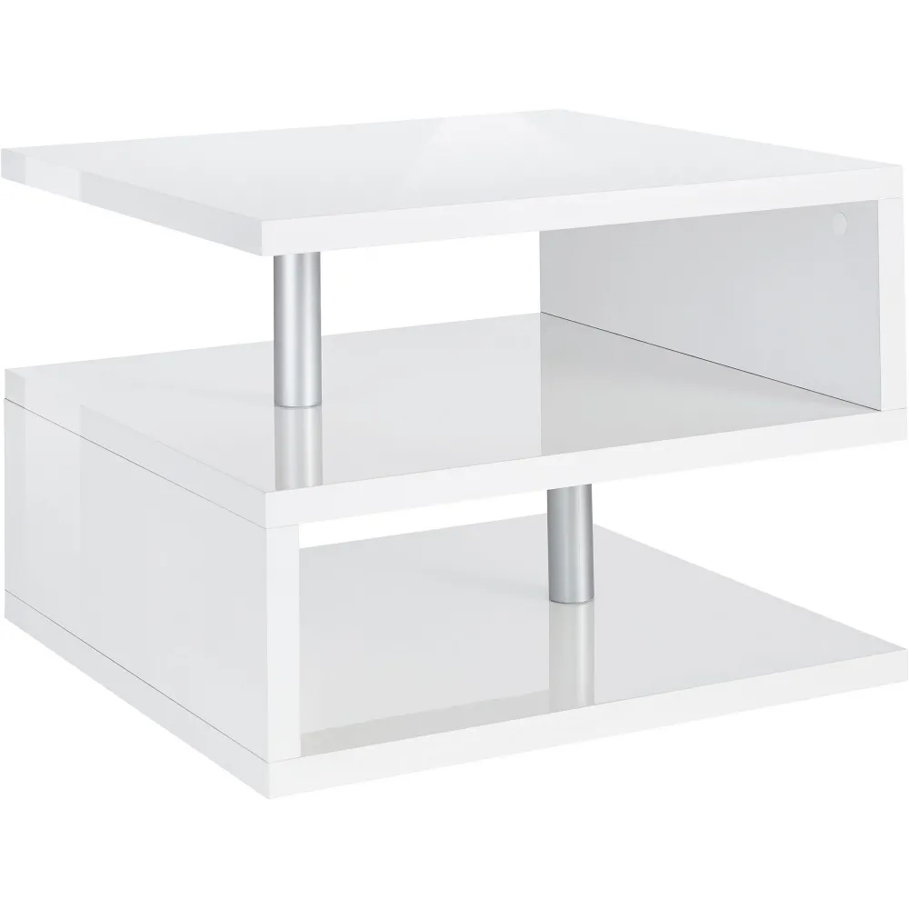 Tavolino 55 cm Bianco Lucido Design Moderno per Soggiorno - Zeta