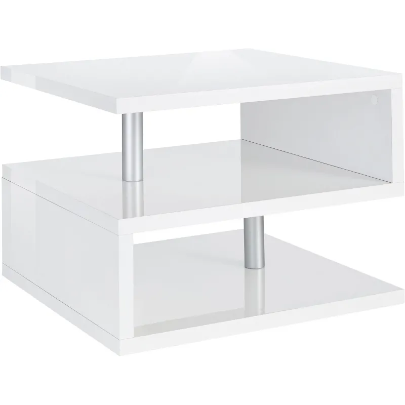 Tavolino 55 cm Bianco Lucido Design Moderno per Soggiorno - Zeta