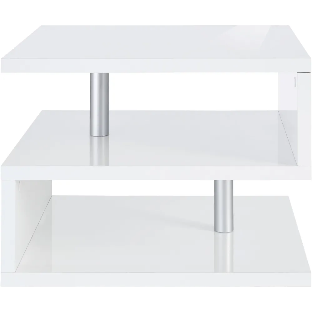 Tavolino 55 cm Bianco Lucido Design Moderno per Soggiorno - Zeta