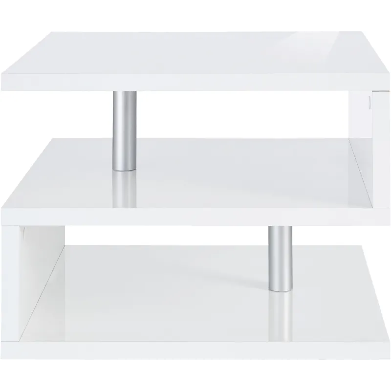 Tavolino 55 cm Bianco Lucido Design Moderno per Soggiorno - Zeta