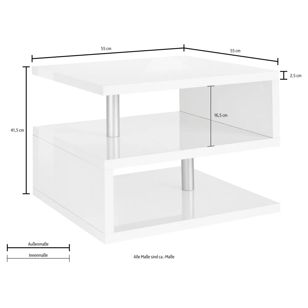 Tavolino 55 cm Bianco Lucido Design Moderno - Zeta