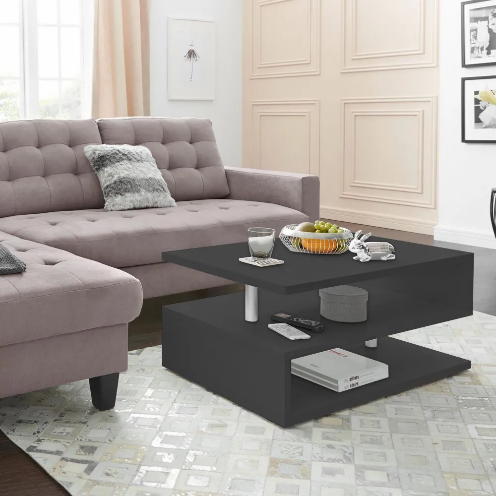 Tavolino 90 cm Antracite Opaco Moderno Versatile - Zeta