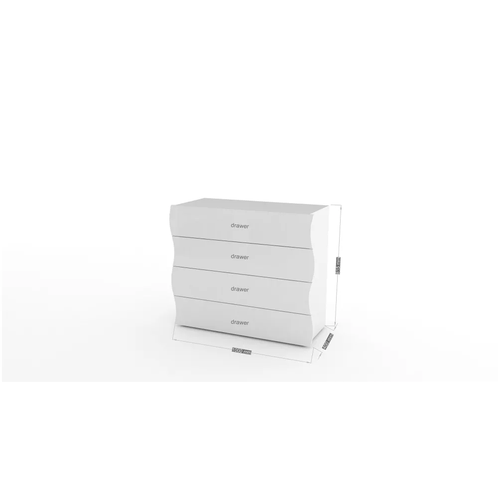 Cassettiera 98x39,5x81,5 cm Laccato Lucido Motivo Ondulatorio 4 Cassetti - Mare
