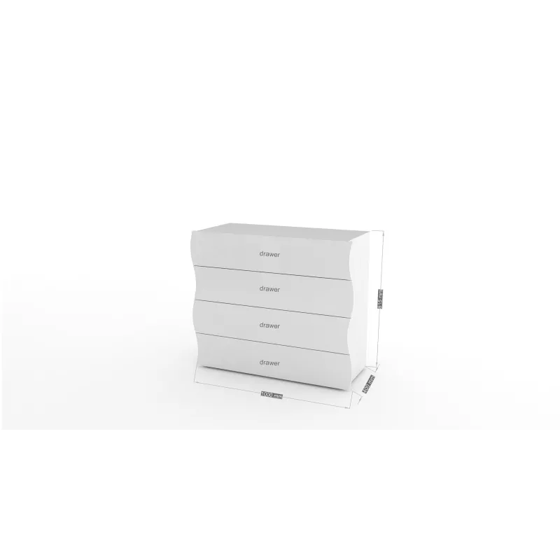 Cassettiera 98x39,5x81,5 cm Laccato Lucido Motivo Ondulatorio 4 Cassetti - Mare