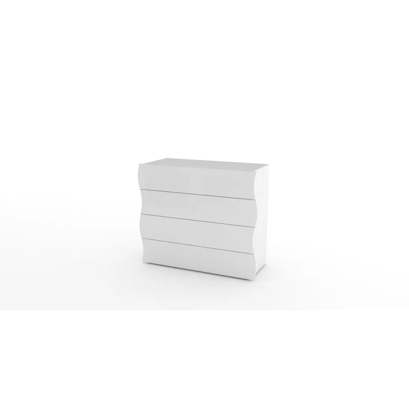 Cassettiera 98x39,5x81,5 cm Laccato Lucido Motivo Ondulatorio 4 Cassetti - Mare